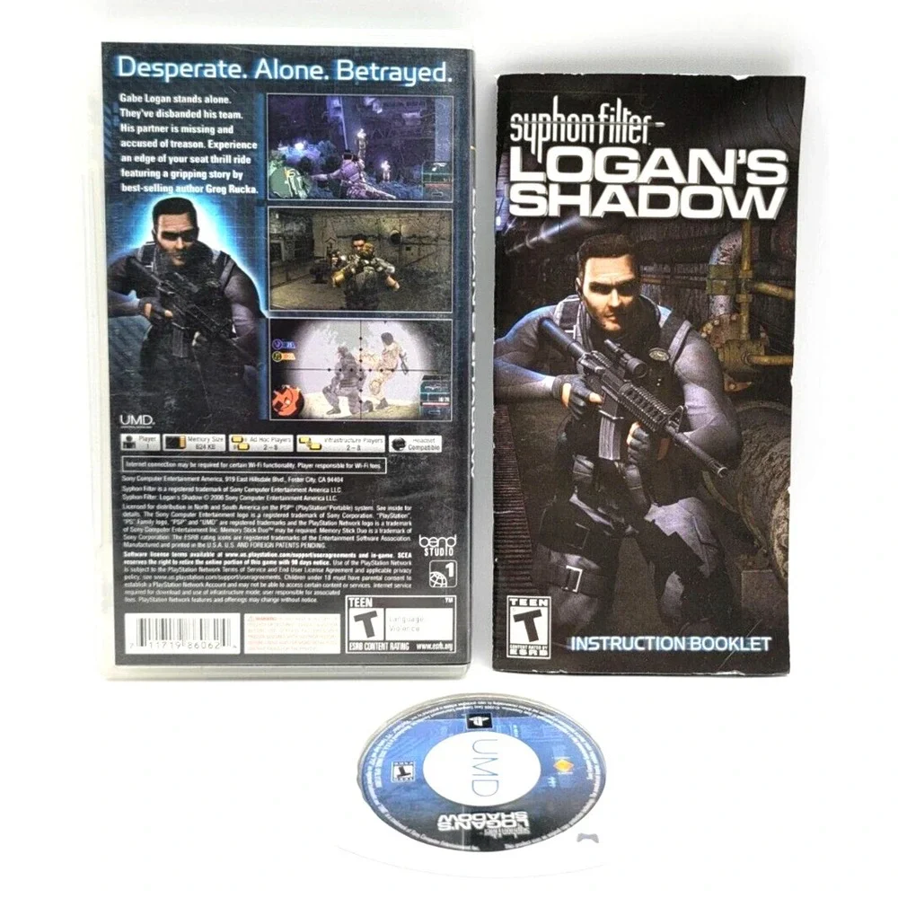 SYPHON FILTER LOGAN'S SHADOW COMPLETE CIB SONY PSP TESTED & WORKS GREAT‎